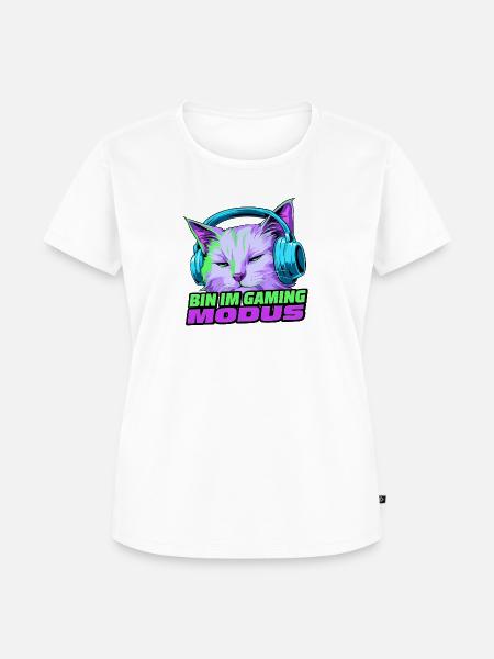 Gaming-Modus Katze mit Kopfhörer - Frauen Premium Bio T-Shirt - Weiß