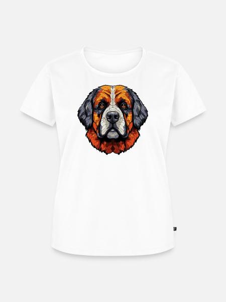 Bernhardiner Hund Kopf Geometrisch Bunt - Frauen Premium Bio T-Shirt - Weiß