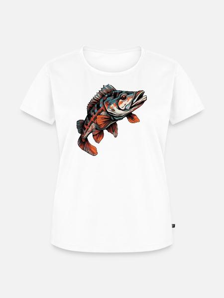 Fisch Barsch Bunt Illustration - Frauen Premium Bio T-Shirt - Weiß