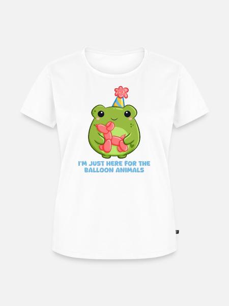 Fröhlicher Frosch mit Ballonhund Party - Frauen Premium Bio T-Shirt - Weiß