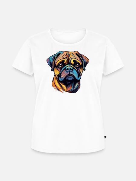 Mops Hund Kopf Bunt - Frauen Premium Bio T-Shirt - Weiß