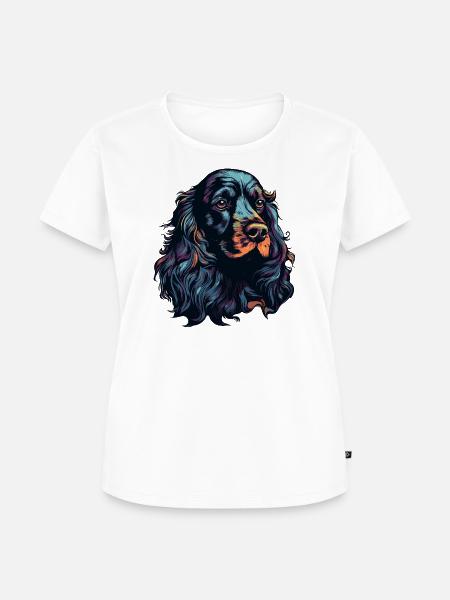 Spaniel Hund Kopf Schwarz Bunt - Frauen Premium Bio T-Shirt - Weiß