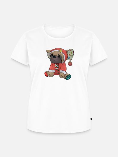 Weihnachtsmops - Frauen Premium Bio T-Shirt - Weiß