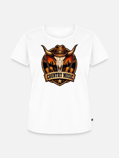 Country Musik Schädel Ranch - Frauen Premium Bio T-Shirt - Weiß