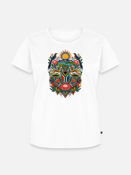 Titel: Südafrika | Springbock, Protea & Natur - Frauen Premium Bio T-Shirt - Weiß