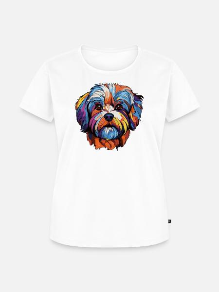 Bunter Hund Kopf Kunst - Frauen Premium Bio T-Shirt - Weiß