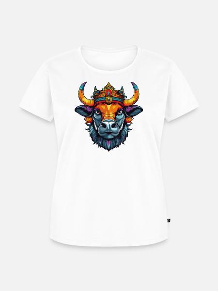 Kronenbullen: bunter Kopf-Print - Frauen Premium Bio T-Shirt - Weiß