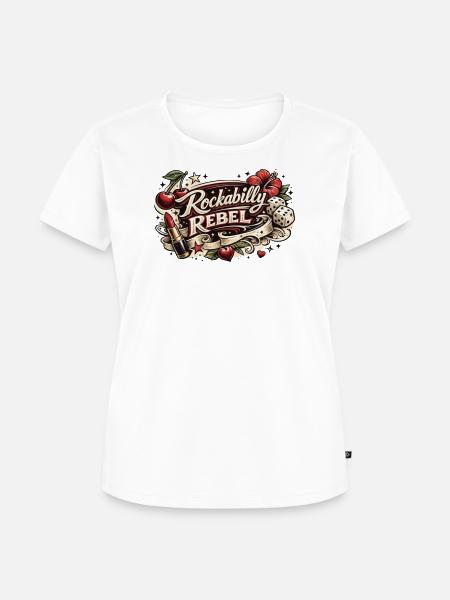 Rockabilly Rebel Tattoo Style - Frauen Premium Bio T-Shirt - Weiß