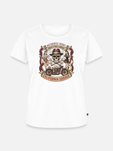 California Rebel Skull Garage - Frauen Premium Bio T-Shirt - Weiß
