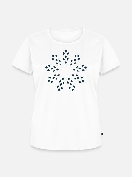 Dunkelblaue Geometrische Schneeflocke - Frauen Premium Bio T-Shirt - Weiß
