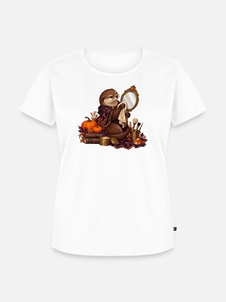 Otter restauriert einen antiken Handspiegel - Frauen Premium Bio T-Shirt - Weiß