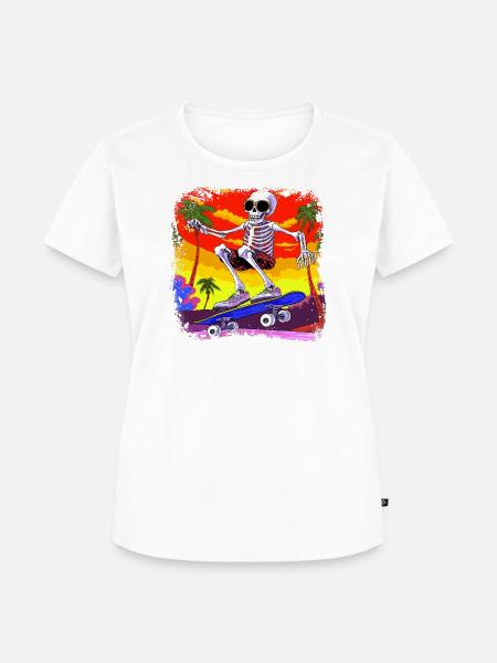 Skelett Skateboarder - Totenkopf - Frauen Premium Bio T-Shirt - Weiß