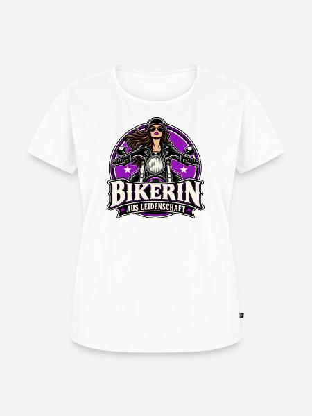 Bikerin Leidenschaft Motorrad-Style - Frauen Premium Bio T-Shirt - Weiß