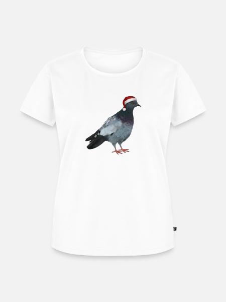 Weihnachtstaube - Taube mit Weihnachtsmütze - Frauen Premium Bio T-Shirt - Weiß