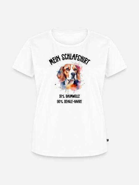 Beagle Porträt Aquarell Schlafshirt - Frauen Premium Bio T-Shirt - Weiß