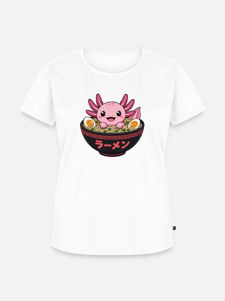 Süßer Axolotl in der Ramen Suppenschüssel - Frauen Premium Bio T-Shirt - Weiß