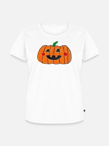 Freudige Kerbislaternen-Kritzelei - Frauen Premium Bio T-Shirt - Weiß