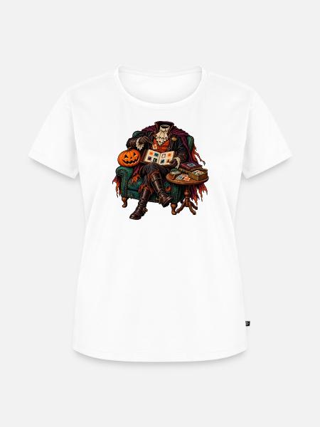 Halloween Tarotmeister im Samtstuhl - Frauen Premium Bio T-Shirt - Weiß