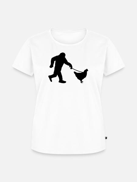 Bigfoot Huhn Humor - Frauen Premium Bio T-Shirt - Weiß