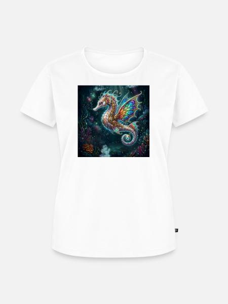 Steampunk-geflügeltes Seepferdchen - Frauen Premium Bio T-Shirt - Weiß