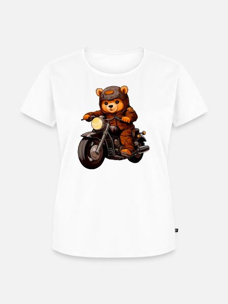 Motorrad Bären Teddy - Frauen Premium Bio T-Shirt - Weiß