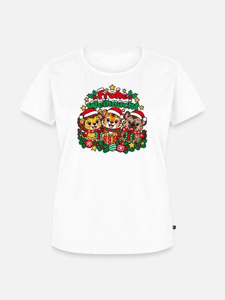 Frohe Weihnacht Tiere - Frauen Premium Bio T-Shirt - Weiß