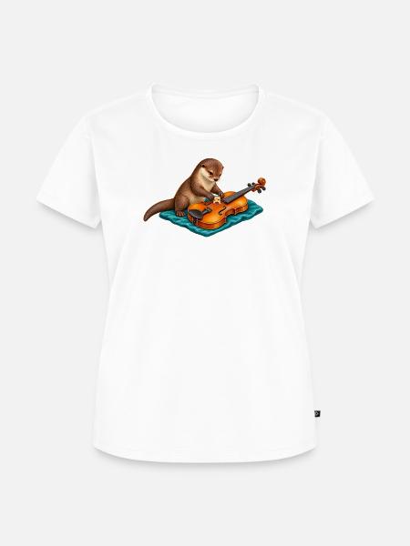Otter repariert eine Geige - Frauen Premium Bio T-Shirt - Weiß