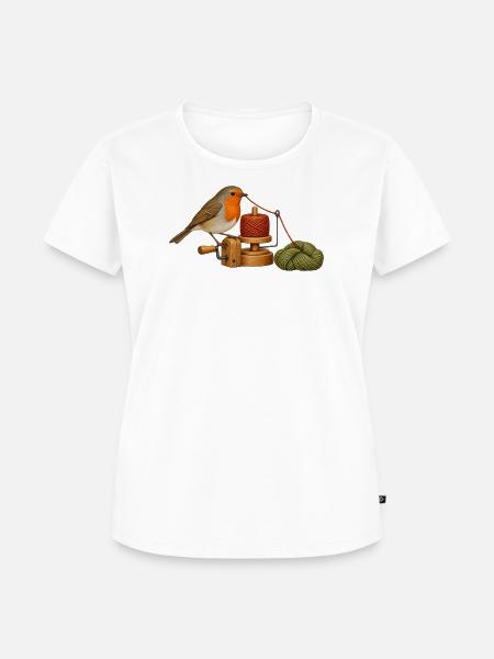 Rotkehlchen wickelt Garn - Frauen Premium Bio T-Shirt - Weiß