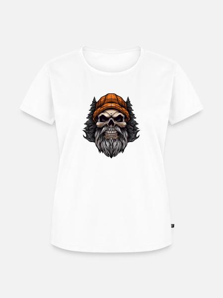 Totenkopf mit Bart und Mütze - Frauen Premium Bio T-Shirt - Weiß