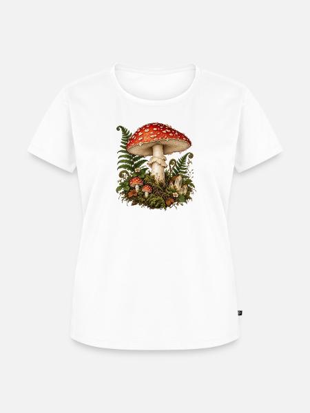 Roter Pilz Waldzauber - Frauen Premium Bio T-Shirt - Weiß