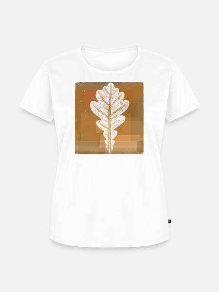 Eichenblatt - Botanisch / Stencil Quadrat Rahmen - Frauen Premium Bio T-Shirt - Weiß