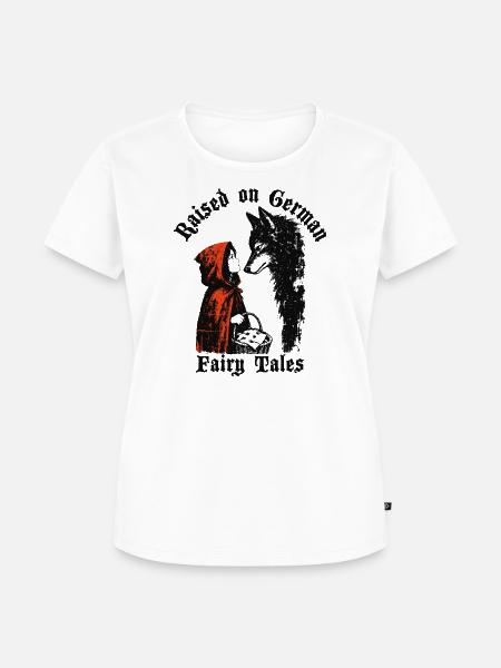 Raised on German Fairy Tails Rotkäppchen - Frauen Premium Bio T-Shirt - Weiß