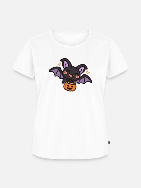 Süße Fledermaus mit Süßigkeiten - Frauen Premium Bio T-Shirt - Weiß