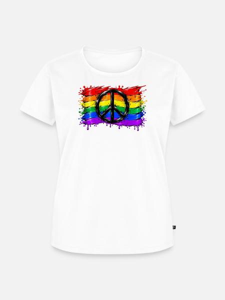Regenbogen Friedenssymbol - Frauen Premium Bio T-Shirt - Weiß