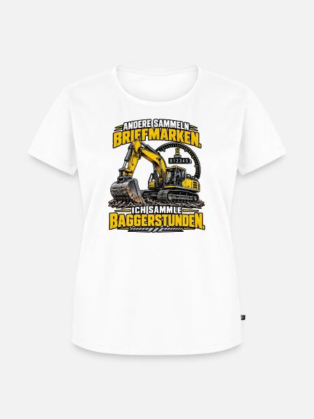 Baggerstunden – Lustiger Spruch für Baggerfahrer - Frauen Premium Bio T-Shirt - Weiß