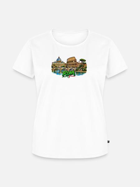 Römische Skyline Neonprint - Frauen Premium Bio T-Shirt - Weiß