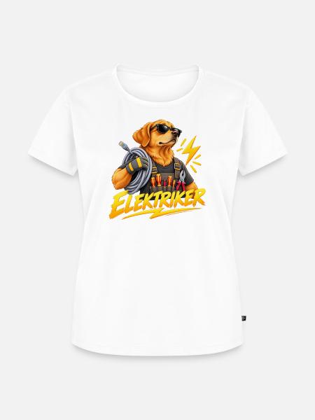 Elektriker Hund Kabelrolle - Frauen Premium Bio T-Shirt - Weiß