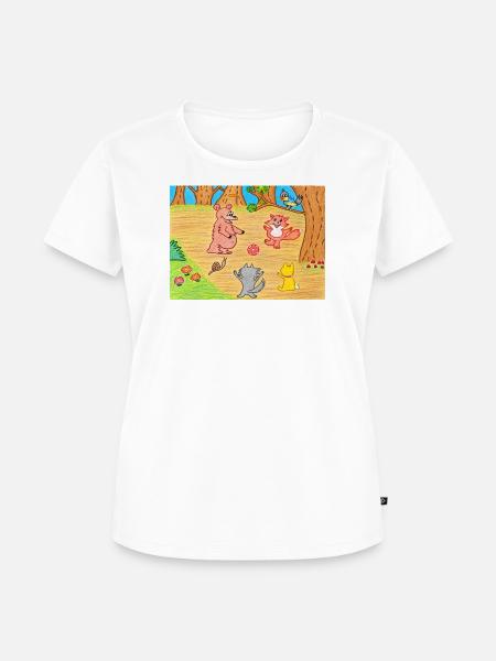 Verspieltes Waldfreunde-Ballspiel - Frauen Premium Bio T-Shirt - Weiß