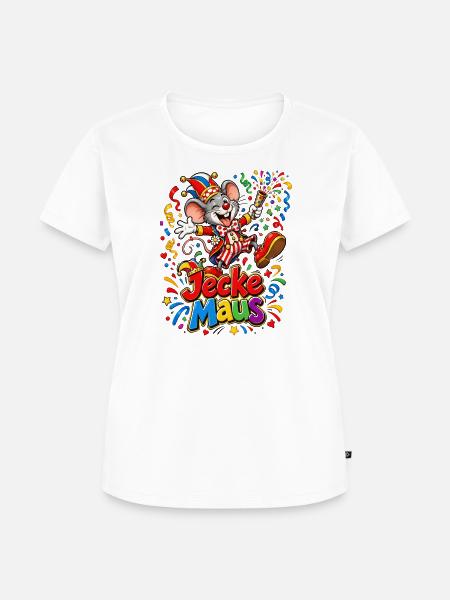 Jecke Maus im Clownkostüm - Frauen Premium Bio T-Shirt - Weiß