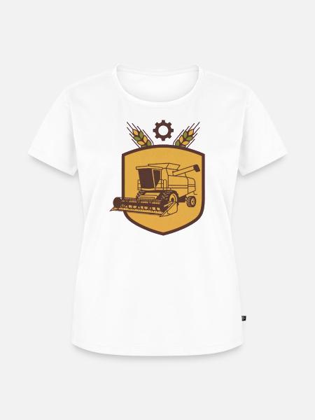 Lohnunternehmen Wappen Mähdrescher – personalisier - Frauen Premium Bio T-Shirt - Weiß
