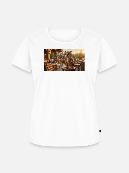 Eule serviert ihren Mitternachtsmaus-Cocktail - Frauen Premium Bio T-Shirt - Weiß