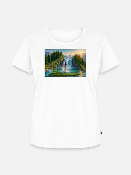 Traumhafter Wasserfall in der Berglandschaft - Frauen Premium Bio T-Shirt - Weiß