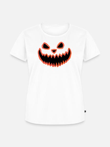 Neon Kürbisgesicht Rot - Süßes oder Saures - Frauen Premium Bio T-Shirt - Weiß