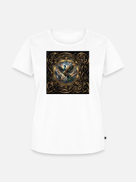 Mechanischer Phönix im Zahnradrahmen - Frauen Premium Bio T-Shirt - Weiß