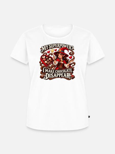 Meine Superkraft? Schokoladen-Verschwinde-Hexe - Frauen Premium Bio T-Shirt - Weiß