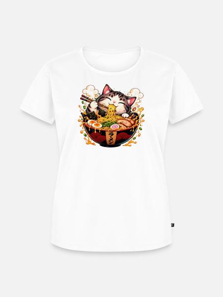Süße Ramen-Katze – Kawaii Nudel-Liebe - Frauen Premium Bio T-Shirt - Weiß