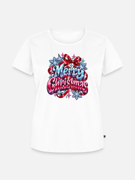 Merry Christmas Glitzer  - Frauen Premium Bio T-Shirt - Weiß
