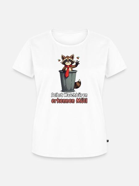 Selbst Waschbären erkennen Müll - Frauen Premium Bio T-Shirt - Weiß