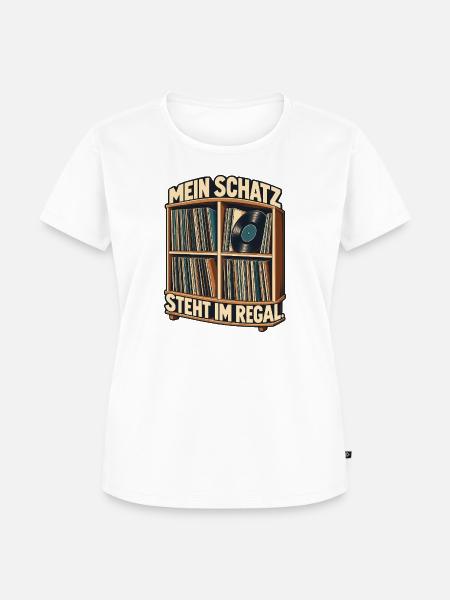 Vinyl Mein Schatz steht im Regal - Frauen Premium Bio T-Shirt - Weiß