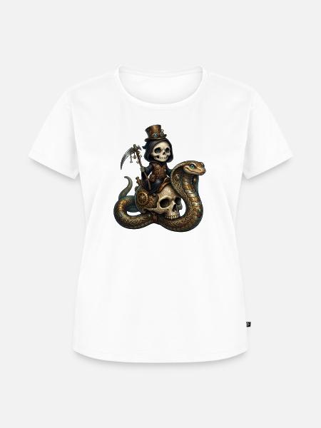 Skelett-Dampffahrer - Frauen Premium Bio T-Shirt - Weiß